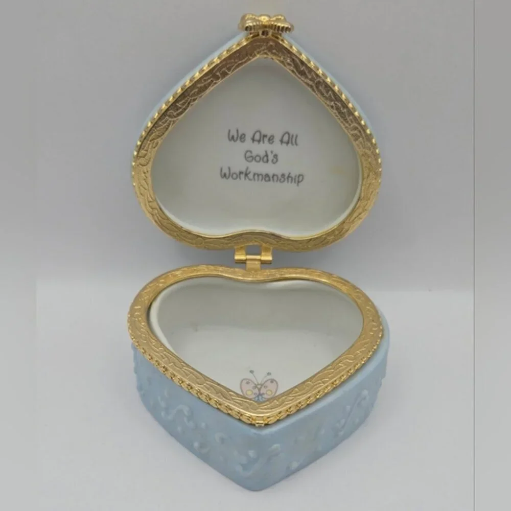 1996 Precious Moments Heart Shape Jewelry / Trinket Box